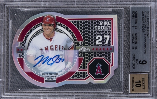 2013 Topps Chrome "Dynamic Die Cuts" #MT Mike Trout Signed Card (#19/25) - BGS MINT 9/BGS 10